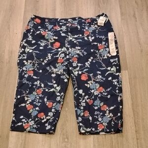 St. John's Bay Floral Ankle Pants - Navy and Red